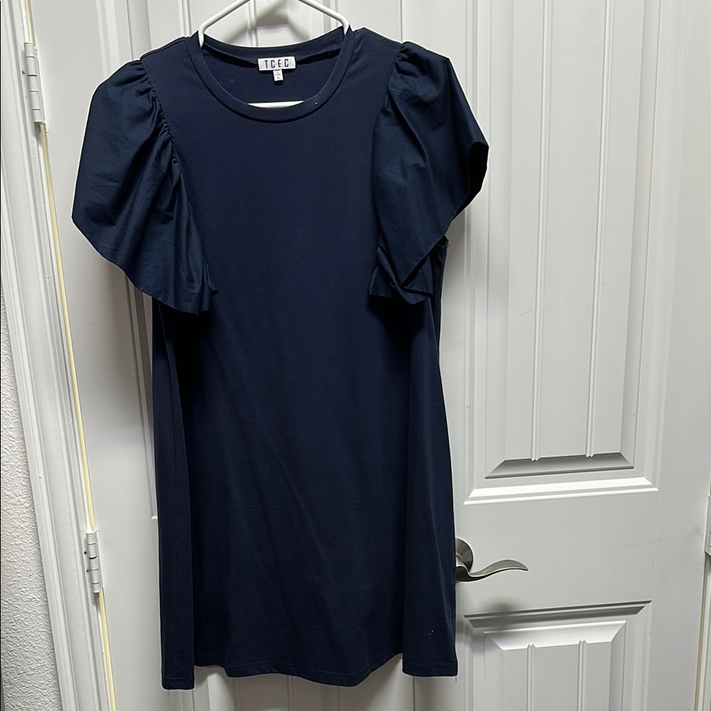 TCEC Deep Blue Dress with Ruffle Sleeves